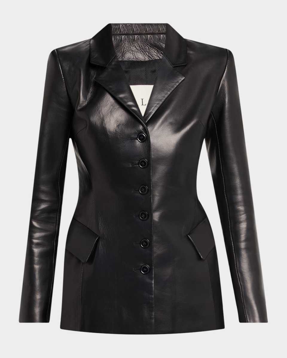 Morelli Leather Single-Breasted Bar Jacket